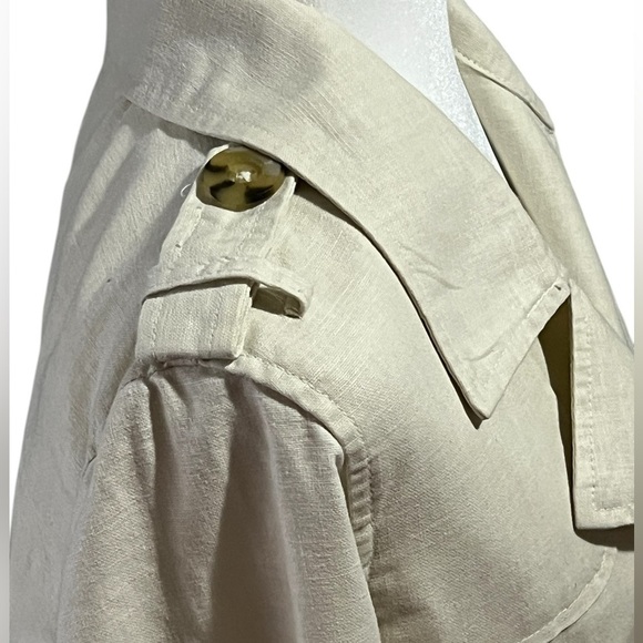 Old Navy Ivory Linen Blend Double-Breasted Tie Belt Jacket Small – Trench Style - Picture 11 of 14